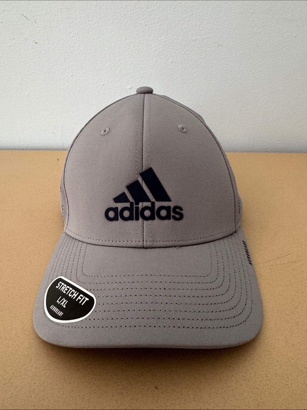 adidas Gray Stretch-Fit Hat with Black Logo